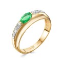 кольцо Комбинированное  Золото 585 пробы  бриллиант, изумруд