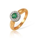 кольцо Комбинированное  Золото 585 пробы  бриллиант, изумруд