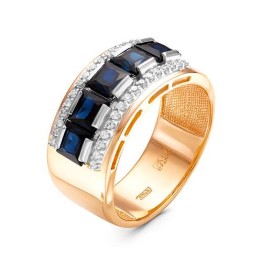 кольцо. Комбинированное  Золото 585. Сапфир, бриллиант.
