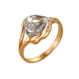 кольцо. Комбинированное  Золото 585. Бриллиант.