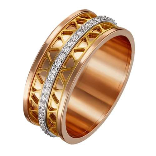 кольцо Комбинированное  Золото 585 пробы  фианит