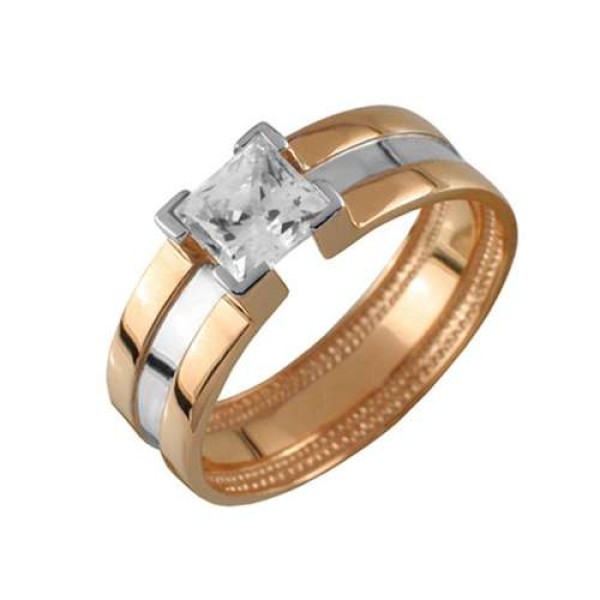 кольцо. Комбинированное  Золото 585. Фианит. арт. 0059-53 от производителя Санис