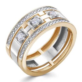 кольцо. Комбинированное  Золото 585. Бриллиант.