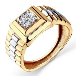 кольцо. Комбинированное  Золото 585. Фианит.